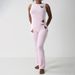Women's Clothing New Solid Color Heart Hollow Sleeveless Top Trousers Set_ecoleips.com