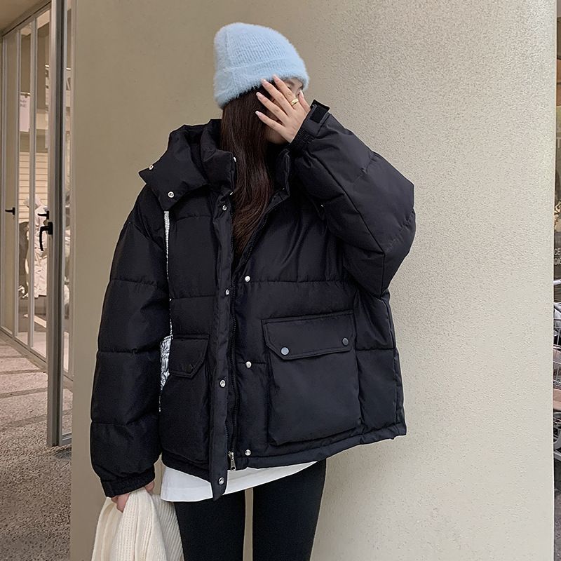 Women's Winter Hooded Puffer Jacket With Detachable Hood - Stylish Loose Fit Workwear Coat In White, Black, Brown, Green, Purple_ecoleips.com