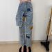 Women's Streetwear Distressed Denim Pants – Oversized Relaxed Fit, Multi-Pocket Patchwork, Washed Light Blue Jeans For Urban Fashion (S-XXL)"_ecoleips.com