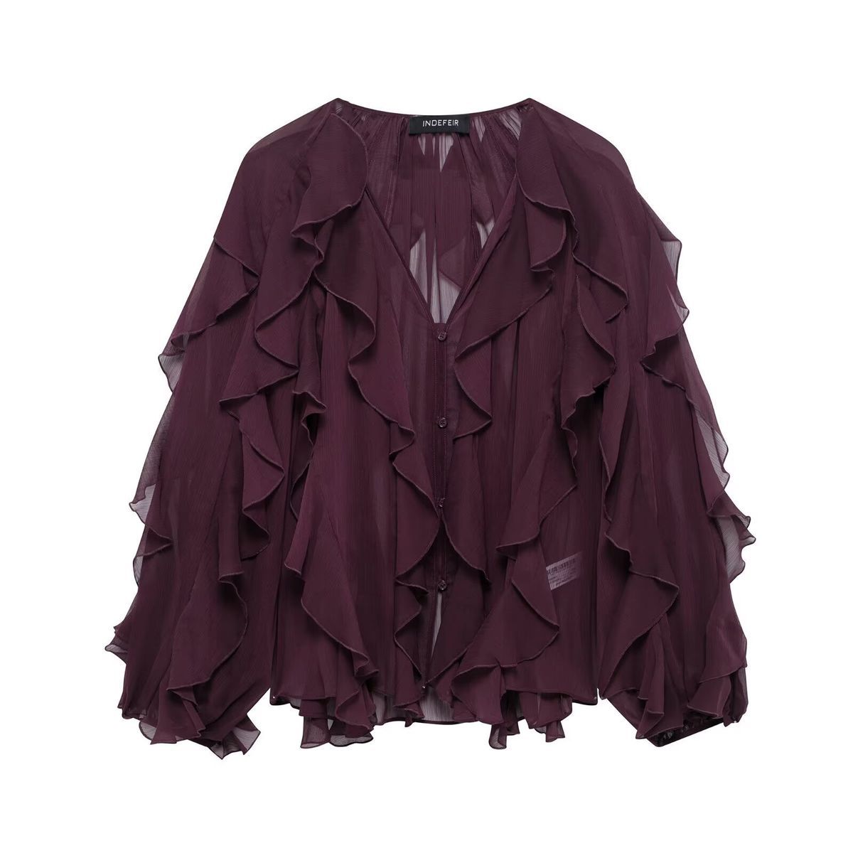 Women's Clothing V-Neck Layered Blouse – Women’s Long-Sleeve Versatile Pullover Top"_ecoleips.com