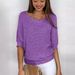 Women's Clothing Solid Color Round Neck Sweater For Women Commuting Elegant Three Quarter Sleeve Top Air Conditioning Shirt_ecoleips.com