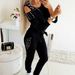 Women's Clothing Autumn Set For Women Sexy Beaded Solid Color Round Neck Long Sleeve Clothing_ecoleips.com