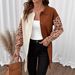 European And American Cross-border Knitted Sweater With Contrasting Leopard Print, Mid-length, Long-sleeved Coat_ecoleips.com