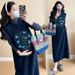 Autumn Winter New Korean Fashion Embroidered Ruffled Maternity Dress_ecoleips.com