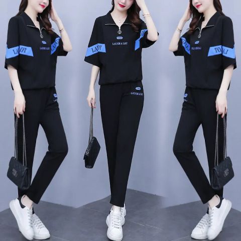 Women's Clothing Summer Plus Size Casual Fashion Set Loose Fit Slimming Short Sleeve T-Shirt And Pants Two Piece Set Chic_ecoleips.com