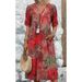Women's Clothing Women's Fashion Printed Dress Style V Neck Short Sleeve Lace Trim For Formal & Casual For Women_ecoleips.com
