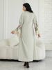 Women's Long Abaya Dress V Neck Fringe Design Loose Fit Arabic Style, Elegant Plant Pattern All Seasons Fashion_ecoleips.com