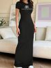 Elegant Casual Long Dress Slim Fit Round Neck Short Sleeve Women's Spring Summer Clothing_ecoleips.com