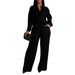 Women's Two Piece Set Long Sleeved Pleated Casual Shirt With Elastic Waist And Straight Leg_ecoleips.com