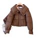 Women's Clothing Puffer Jacket Oversized Thickened Fashionable Large Lapel Korean Style Short Coat For Petite Height Enhancement_ecoleips.com