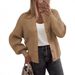 Women's Long Sleeve Knit Cardigan With Button Front, Cozy Chunky Knit Sweater, Round Neck Open Front Casual Fall Fashion Top_ecoleips.com