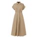 In Stock 2025 Solid Color Cotton-linen Elastic High-waisted Elegant College Style Short-sleeved_ecoleips.com