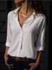 K Fashion Women's Long-sleeved Deep V Buttoned Chiffon Blouse. No Necklace Or Other Accessories_ecoleips.com