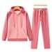 Women's Cotton Hooded Cardigan Set - Soft Casual Lounge Wear, Trendy Solid Color Pullover & Pants Outfit For Spring & Autumn_ecoleips.com