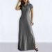 Women's Clothing Women's Long Skirt Shirt Collar Slit Big Swing Skirt Large Size Casual Denim Dress_ecoleips.com