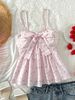 Women's Casual Check Front Bow Camisole Strapless Spring Summer Vacation Top_ecoleips.com