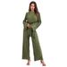 Verve Muslim Pleated Beaded Bell Sleeve Loose Jumpsuit Set For Women 1635_ecoleips.com