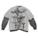 Skull Graffiti Print T-Shirt Women's Casual Long Sleeve Fake Two Piece Street Fashion Top New_ecoleips.com