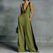 Women's V Neck Sleeveless Color Block Jumpsuit Style Loose Fit Casual Fashionable Trendy Wide Leg New_ecoleips.com