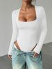 Women's Elegant Slim Fit Jumpsuit Autumn/Winter Square Neck Long Sleeve Sexy Hot European American Style Casual Romper_ecoleips.com