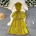 Elegant High-Waisted V-Neck Maxi Dress Sleeveless Ruffle Hem A-Line Summer Dress Light Luxury Chic Evening Gown for Women_ecoleips.com