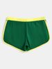 Women Contrast Binding Drawstring Dolphin Shorts Solid Green Color Block Casual Running Gym Athletic Summer Lounge Short Pants_ecoleips.com