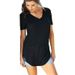 Aria Basics Aria Basics Cross-border Supply European And American Plus-size Women's Loose Tops Summer Solid Color V-neck_ecoleips.com