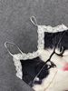 Pure Desire Style American Retro Y2K Sweet Lace Trim Vest Strap Women Full Print Oil Painting Backless Summer Top_ecoleips.com
