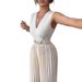 Women's Clothing Elegant Style Women's V-Neck Jumpsuit Solid Color Pleated Tie Waist Pants For Formal & Casual For Women_ecoleips.com
