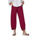 Suitable For All Seasons Yama Sun New Style Solid Color Plus Size Women's Simple Loose Casual Nine-point Pants_ecoleips.com
