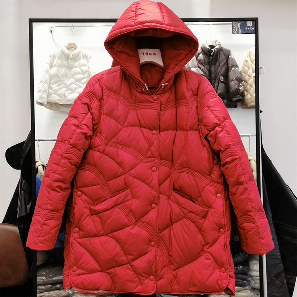 girl Girl Girl Mid-Length Jacket For Women, Lightweight, Hooded, Fashionable Design, 2025 Korean Version, New White Duck Down Winter_ecoleips.com