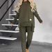 Women's Split Hem Long Sleeve Round Neck Casual Solid Color Top Set - Comfortable Daily Wear For Autumn & Winter_ecoleips.com