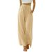 Women's Trendy Loose Casual Pants With Pockets Wide Leg Versatile Long Trousers Drawstring_ecoleips.com