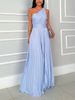 Women's Clothing New Style Elegant Oblique Shoulder Ribbon Pleated Casual Wide Leg Jumpsuit_ecoleips.com