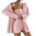 European And American Cross-Border Brushed Ribbed Women's Pajamas Long Sleeve Jacket Tube Top Shorts Three-Piece Set_ecoleips.com