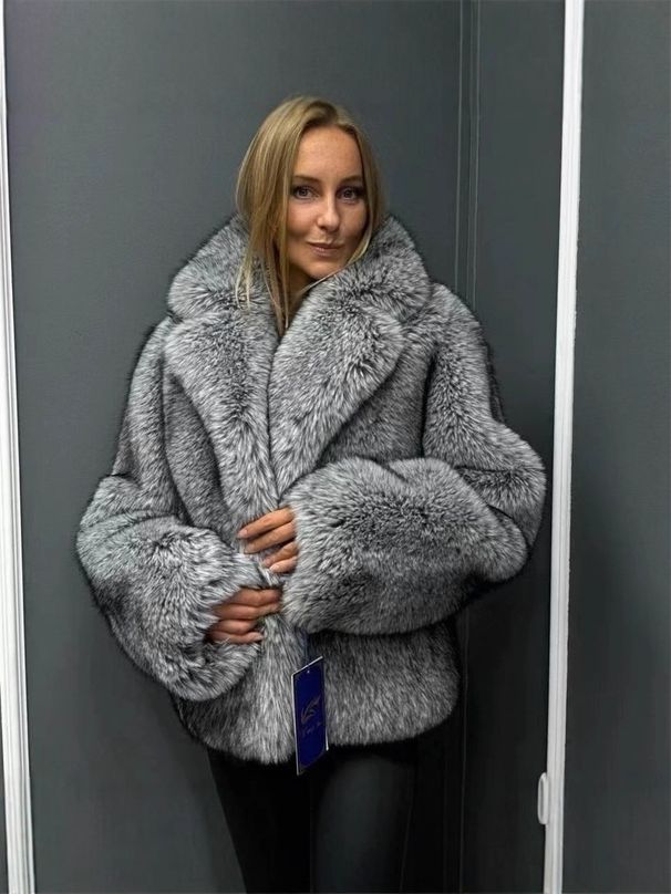 Luxury Faux Fur Coat For Women - Winter Warm Plush Outerwear With Elegant Notch Lapel, Soft & Cozy, Plus Size Options (XS-5XL)_ecoleips.com