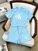 Women's Clothing 2026 New Fashionable Casual Sports Suit For Women, Summer Style, Chic And Youthful, Two Piece Set With T Shirt And Shorts (P)_ecoleips.com