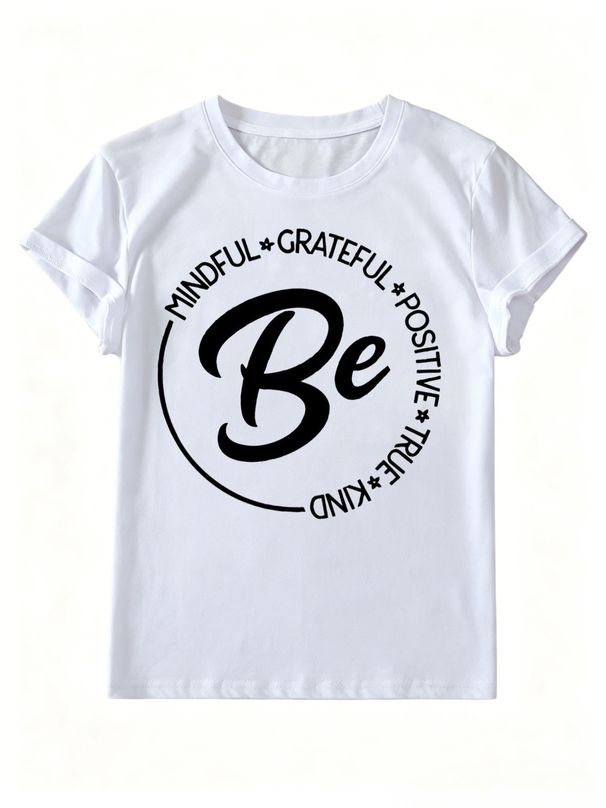 Women's Oversized T-Shirt Positive Circle Slogan Graphic Casual Loose Short Sleeve Daily Top_ecoleips.com