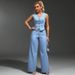 Women's Denim V-Neck Sleeveless Cardigan & Shorts Set - Fashionable Waist Two-Piece Outfit_ecoleips.com