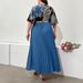 Vintage Floral Maxi Dress With Pleated Detail High Waist Elegant Boho Dress For Women, Plus Size 0XL-4XL V-Neck & Belted_ecoleips.com