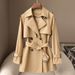 Trench Coat For Women – Slim-Fit Double-Breasted Mid-Length Coat In Dusty Blue/Khaki/Sage Green (M-2XL)_ecoleips.com