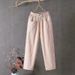 Suitable For All Seasons New Cotton Linen Casual Pants For Women, Summer Loose Straight Nine-Tenths Harem Pants, Color Slimming Trend_ecoleips.com