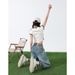 American Style High Waisted Loose Straight Wide Leg Pants, Cool Seven Quarter Jeans, Children's Light Blue, Black Gray,_ecoleips.com