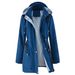 Water-Resistant Detachable Hood Trench Coat – Classic Longline Windbreaker For Women (S-XXL, Grey/Black/Blue)_ecoleips.com
