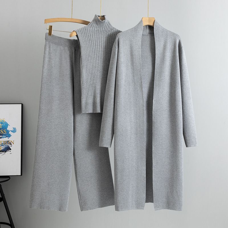 2026 New Women's Clothing Autumn And Winter New Lazy Temperament Knitted Suit Sleeveless Vest Sweater Cardigan Pants Three Piece Set_ecoleips.com