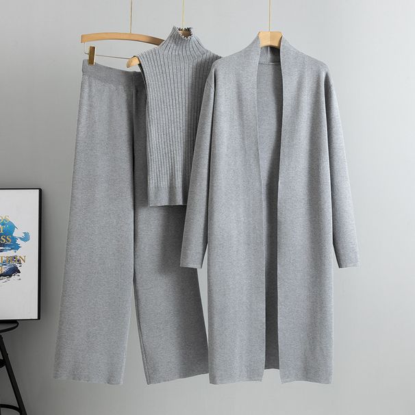 2026 New Women's Clothing Autumn And Winter New Lazy Temperament Knitted Suit Sleeveless Vest Sweater Cardigan Pants Three Piece Set_ecoleips.com