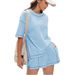 Women's 2-Piece Cotton Shorts Set, Casual Summer T-Shirt And Shorts Lounge Set For Home And Outings_ecoleips.com