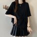 Women's Clothing Fat Mm Summer New Round Neck Gauze Splicing Short Sleeved T Shirt Look Thin And Age Reducing Casual Tops_ecoleips.com