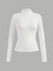 Women's Clothing Women's Solid Color Casual High Neck Long Sleeve T-Shirt Set 4-Piece Long Sleeve For Formal & Casual_ecoleips.com