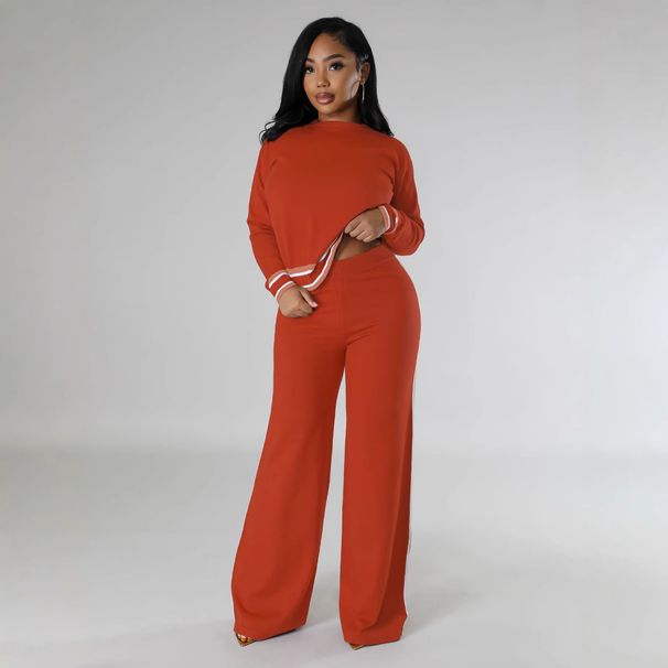 Women's Clothing Autumn And Winter New Long Sleeved Sweater Wide Leg Casual Trousers Two Piece Set_ecoleips.com